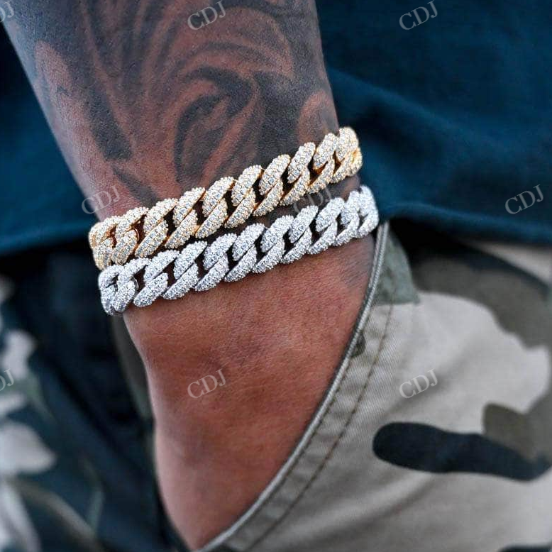 10MM Diamond White Gold Cuban Link Bracelet For Men  customdiamjewel   