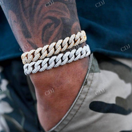10MM Diamond White Gold Cuban Link Bracelet For Men  customdiamjewel   