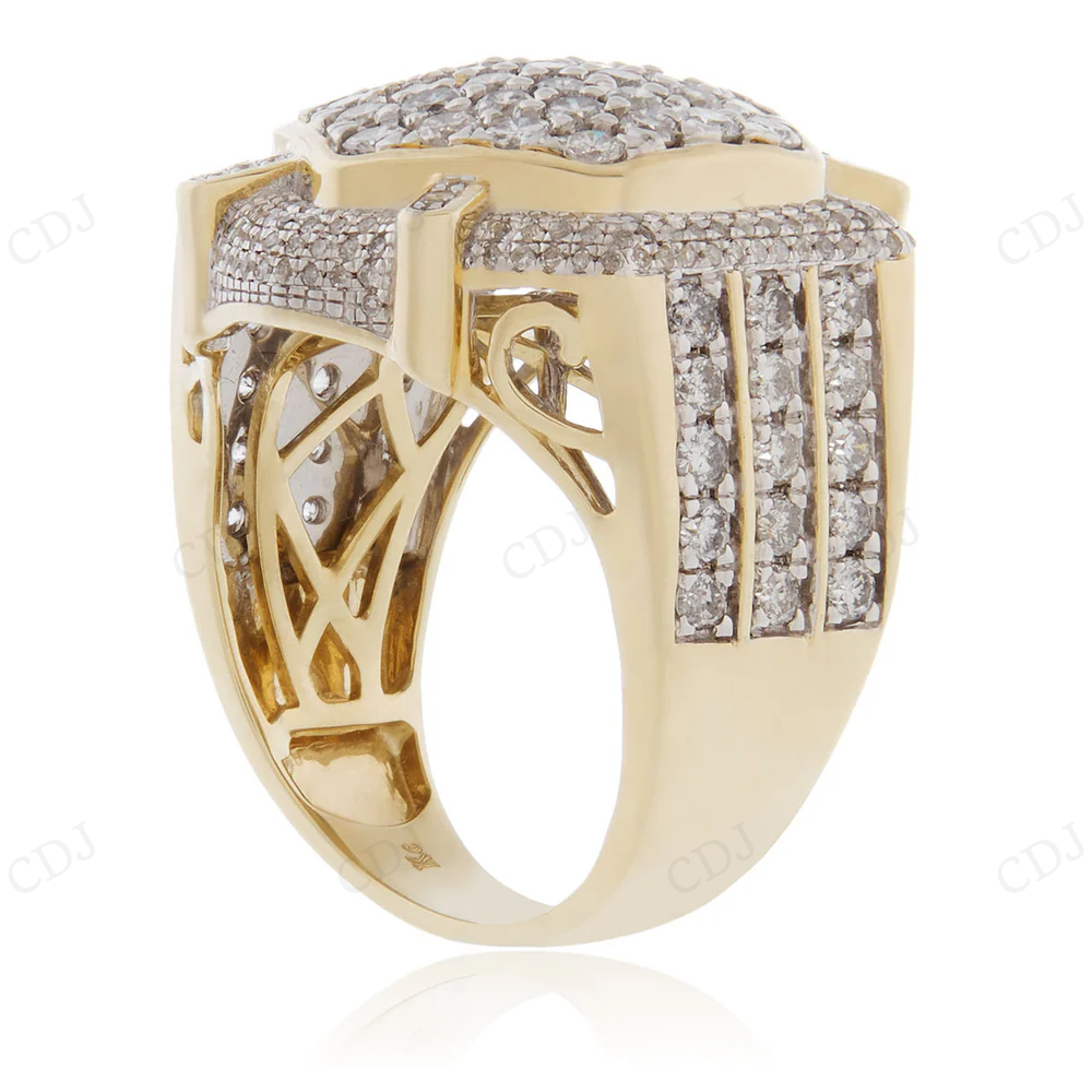 10K Yellow Gold Iced Out Hip Hop Ring For Men hip hop jewelry CustomDiamJewel