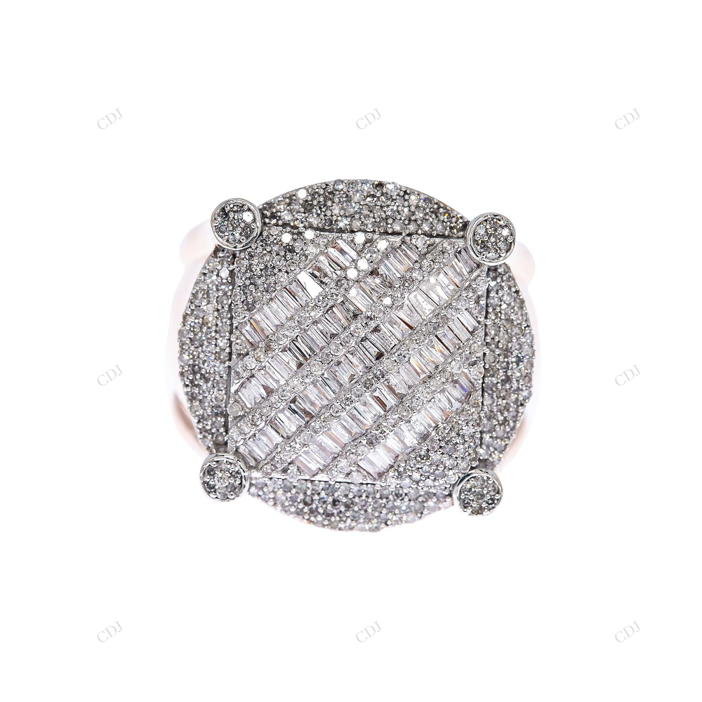Luxury Round Baguette 925 Silver Halo Ring hip hop jewelry customdiamjewel