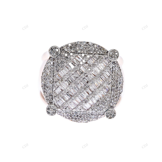 Luxury Round Baguette 925 Silver Halo Ring hip hop jewelry customdiamjewel