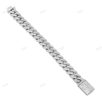 925 Silver Moissanite Cuban Bracelet For Her hip hop jewelry CustomDiamJewel