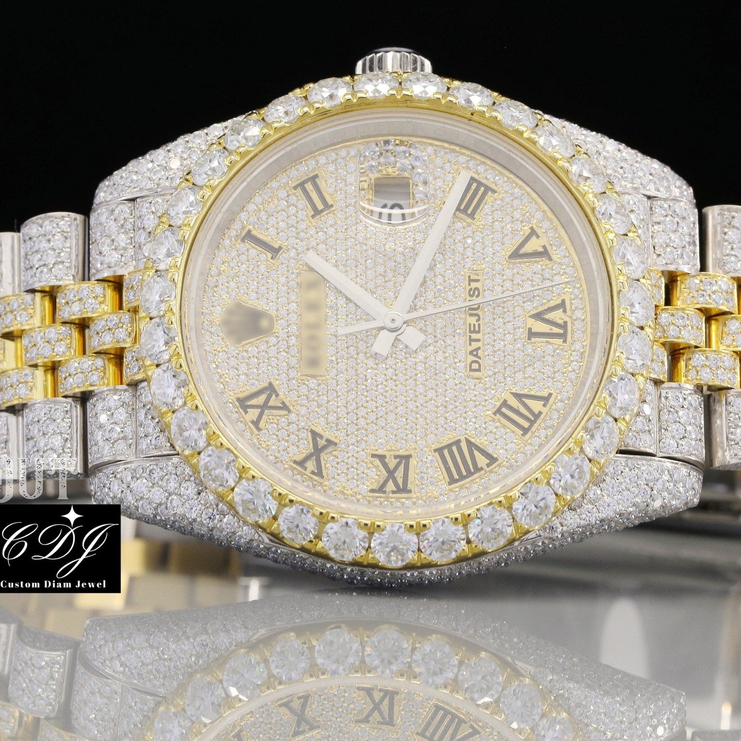VVS Moissanite Bust Down Wrist Watch customdiamjewel