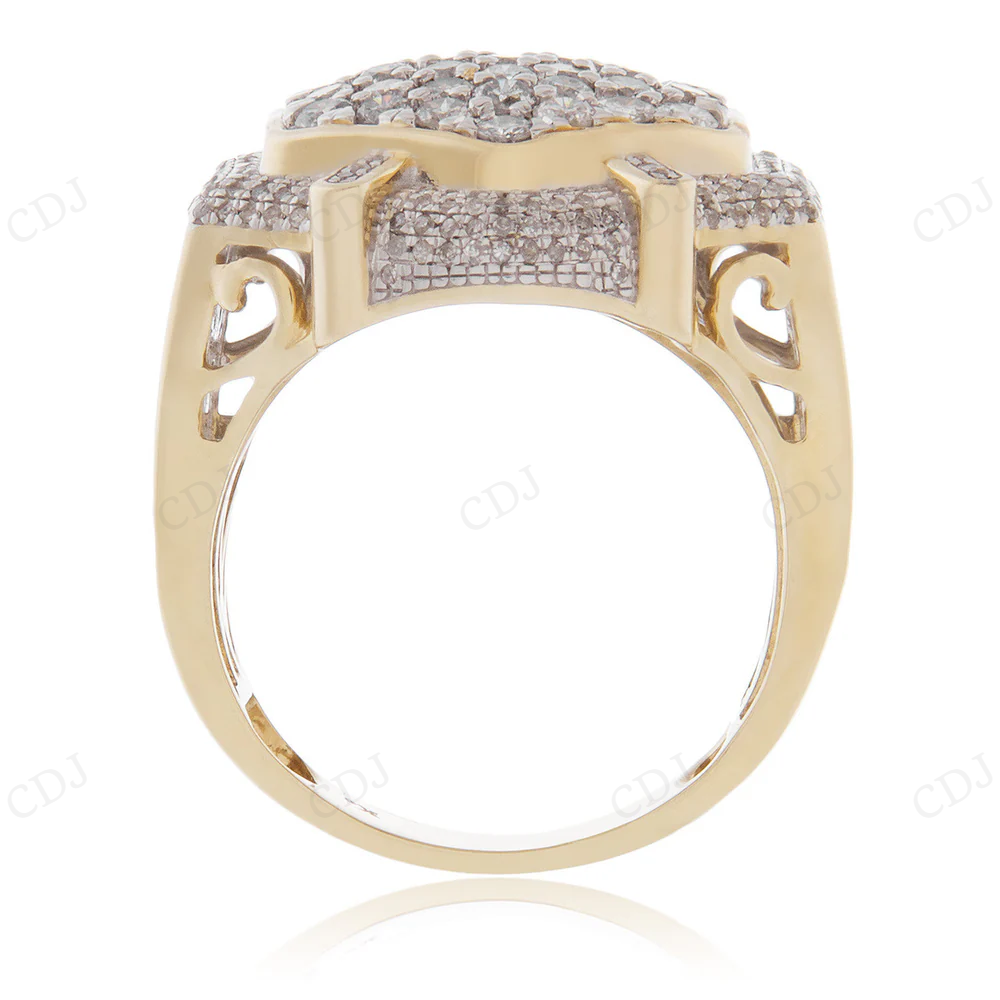10K Yellow Gold Iced Out Hip Hop Ring For Men hip hop jewelry CustomDiamJewel