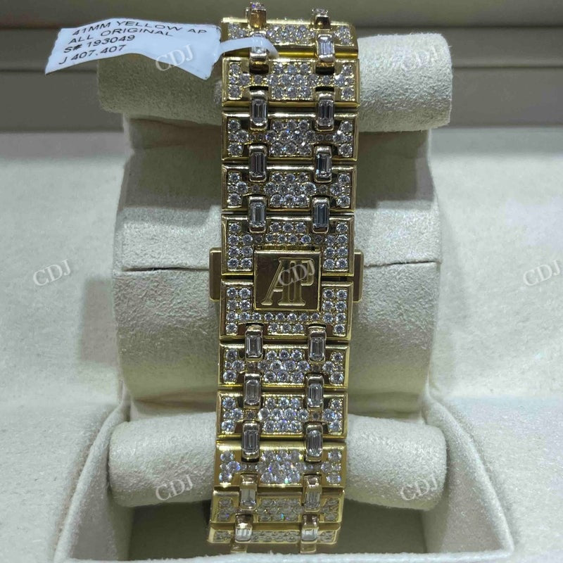 Customized Full Yellow AP Chrono Moissanite Men's Watch customdiamjewel