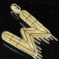 2" 1.90 CTW 10K Gold Real Diamond Letter 'W' Initial Drip Pendant CustomDiamJewel