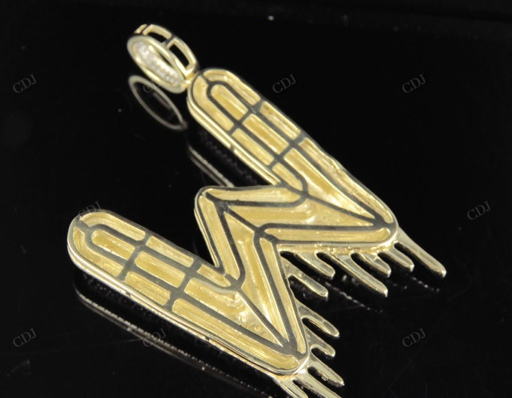 2" 1.90 CTW 10K Gold Real Diamond Letter 'W' Initial Drip Pendant CustomDiamJewel