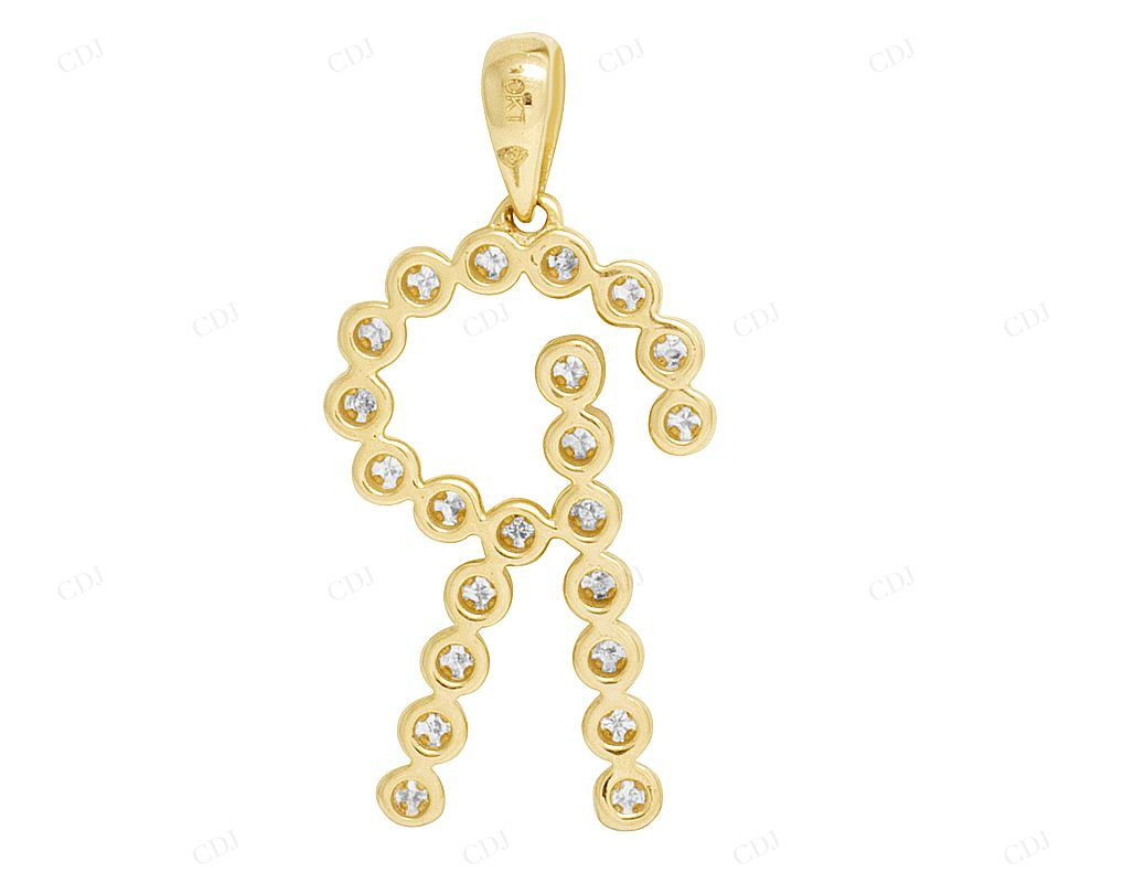 1" 0.30 CTW 10K Gold Natural Diamond Initial "R" Letter Pendant CustomDiamJewel