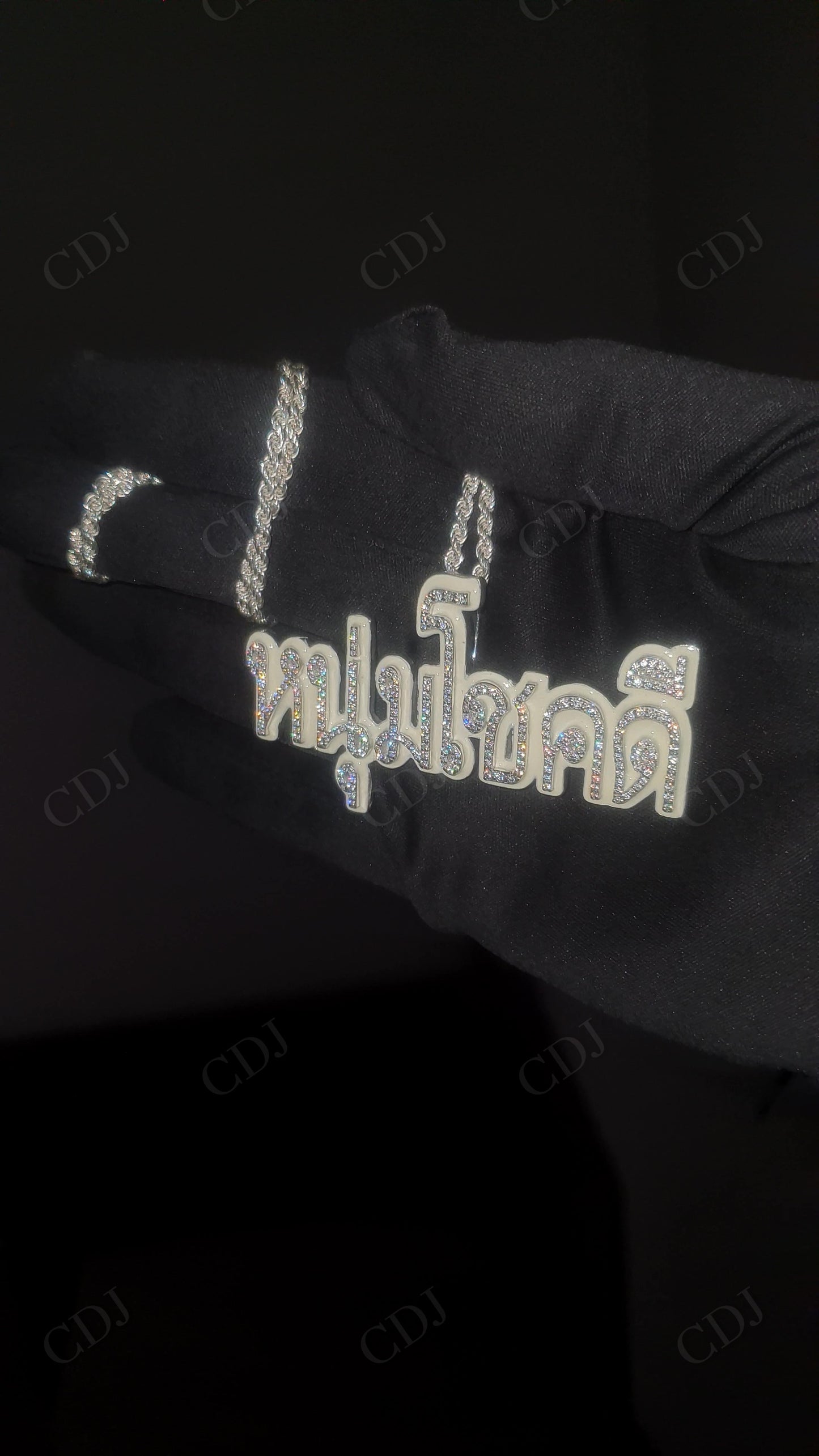 Moissanite Thai Language Sterling Silver Pendant hip hop jewelry customdiamjewel   