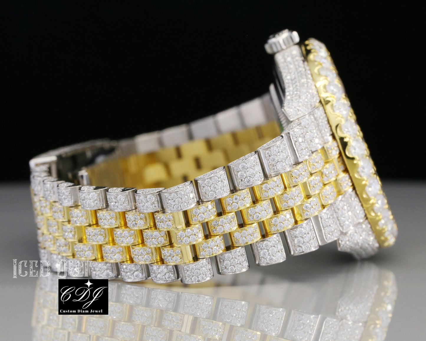 Best Quality Hot Selling Round Moissanite Diamond Hip Hop Watch customdiamjewel