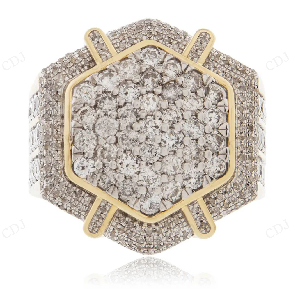 10K Yellow Gold Iced Out Hip Hop Ring For Men hip hop jewelry CustomDiamJewel