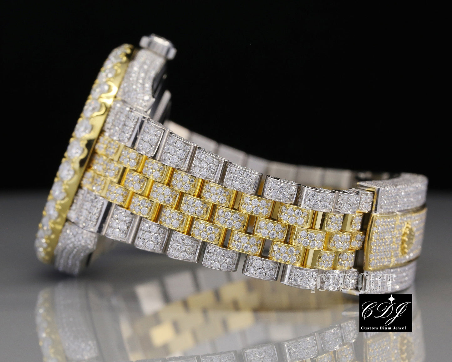 VVS Moissanite Bust Down Wrist Watch customdiamjewel