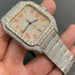Fully Iced Out Moissanite Cartier Hip Hop Wrist Watch For Mens customdiamjewel