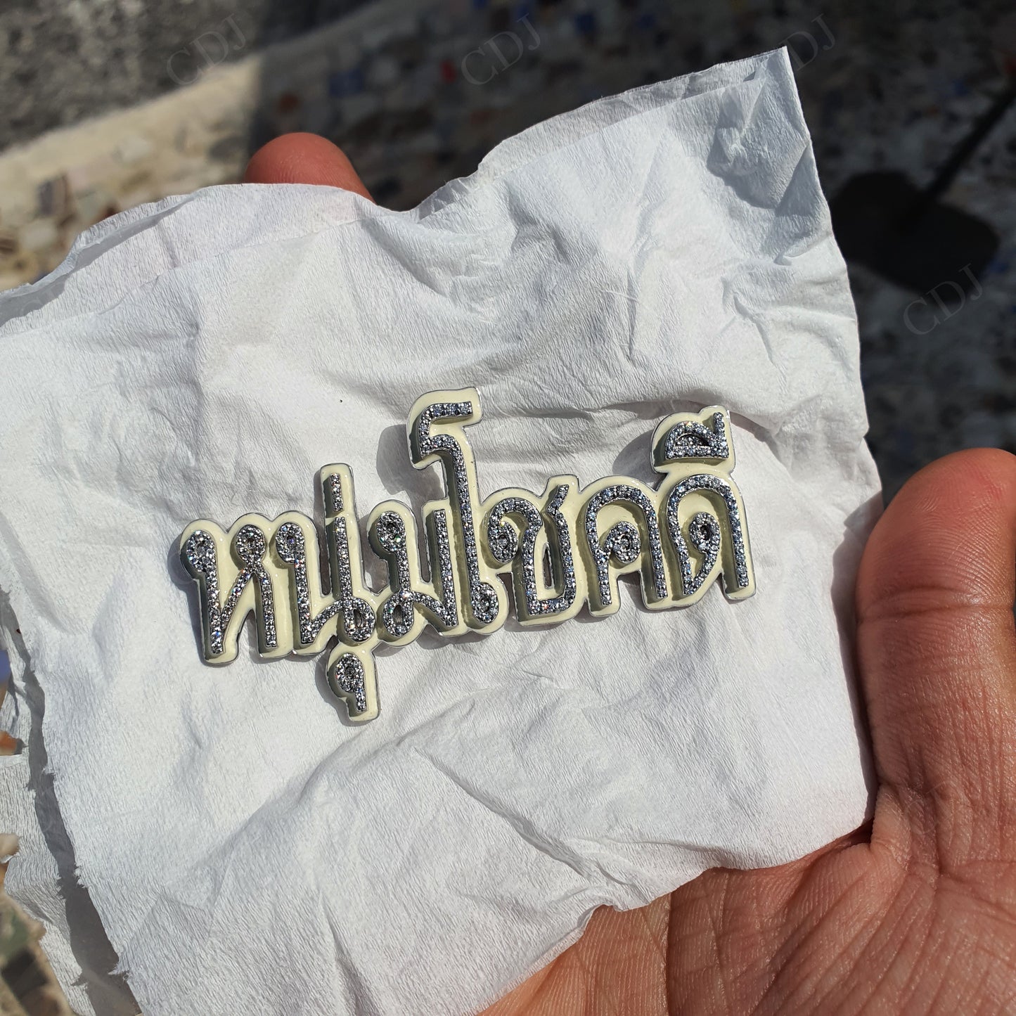 Moissanite Thai Language Sterling Silver Pendant hip hop jewelry customdiamjewel   