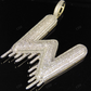 2" 1.90 CTW 10K Gold Real Diamond Letter 'W' Initial Drip Pendant CustomDiamJewel