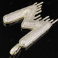 2" 1.90 CTW 10K Gold Real Diamond Letter 'W' Initial Drip Pendant CustomDiamJewel