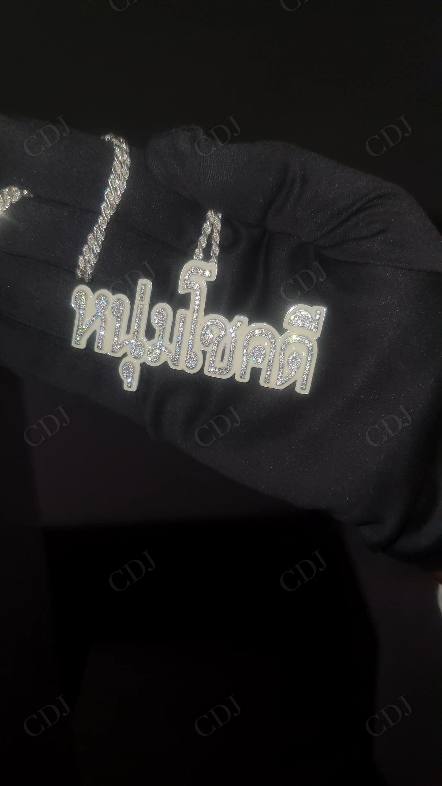 Moissanite Thai Language Sterling Silver Pendant hip hop jewelry customdiamjewel   