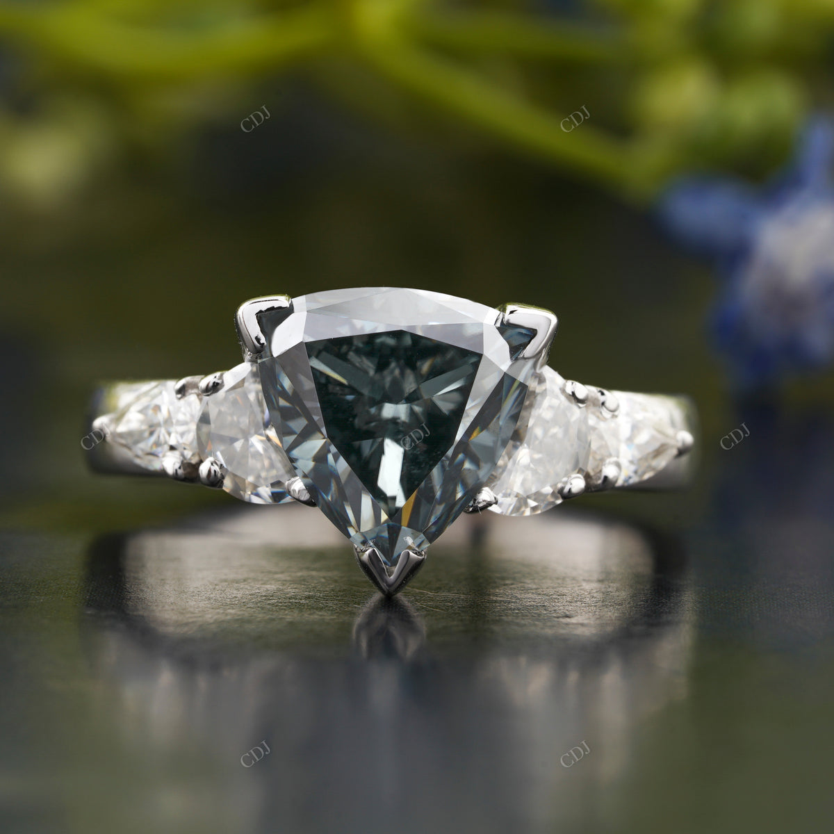 Trillion Moissanite Diamond Solitaire Ring
