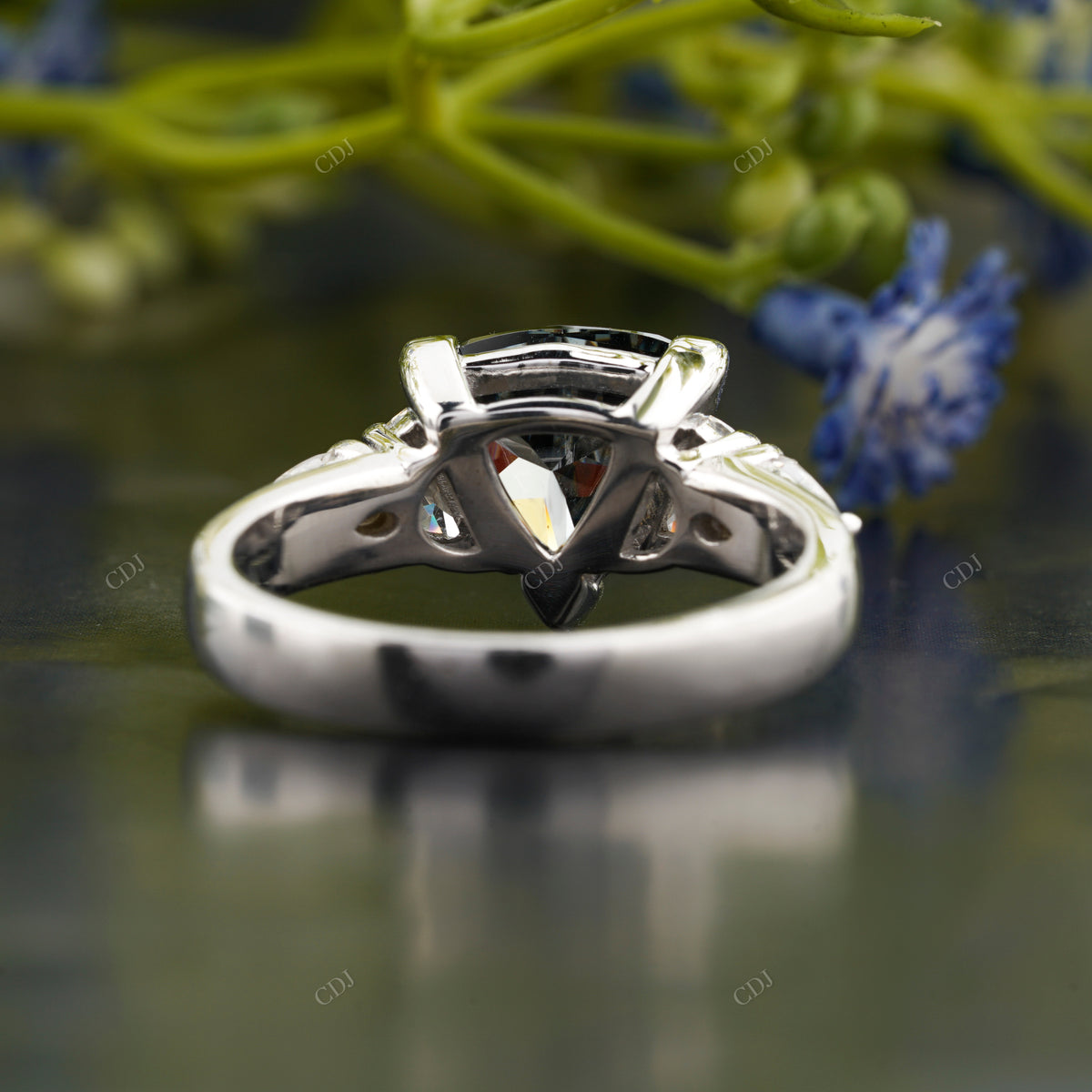 Trillion Moissanite Diamond Solitaire Ring