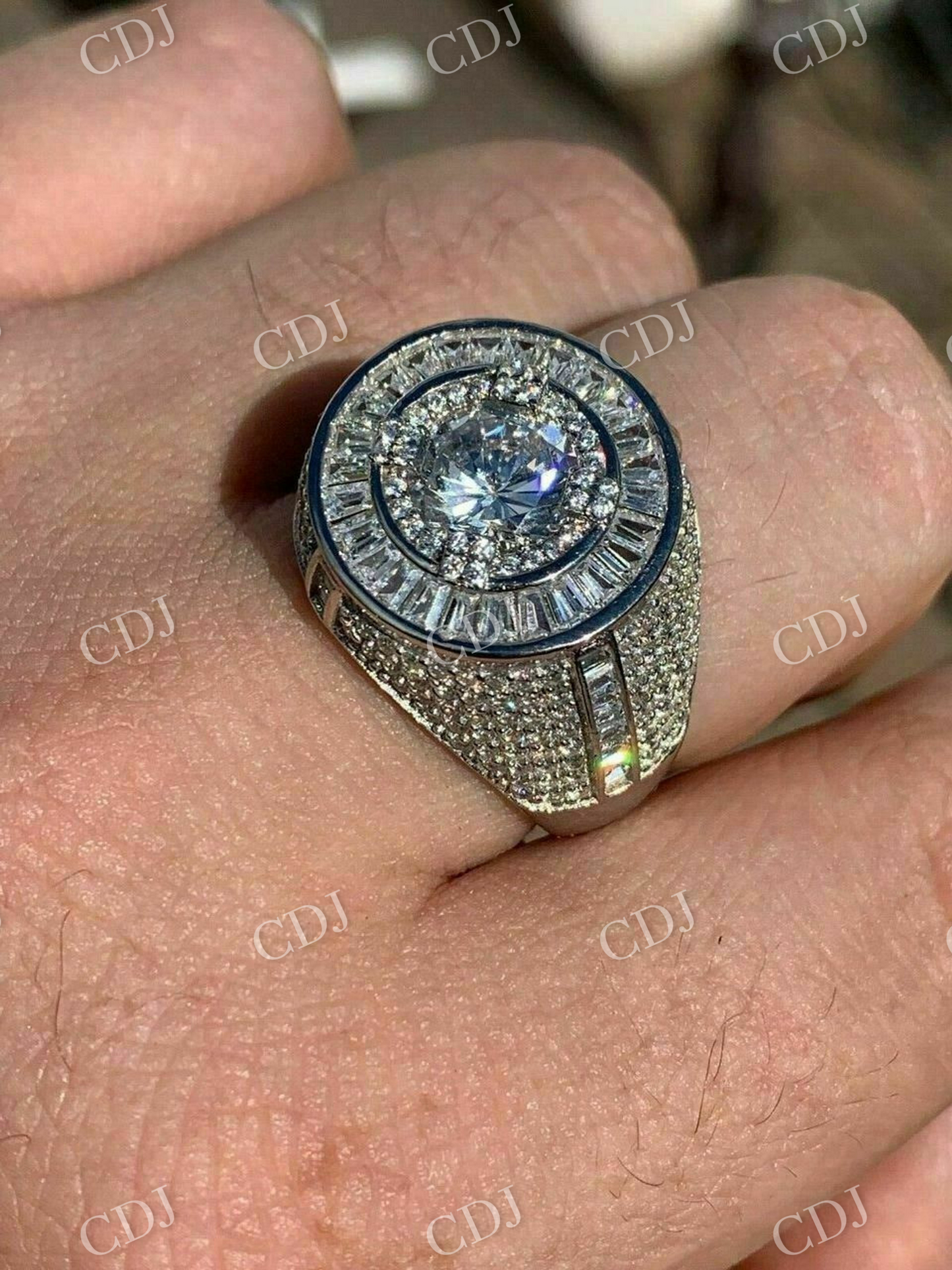 Round Shaped Natural Diamond Hip Hop Ring  customdiamjewel   
