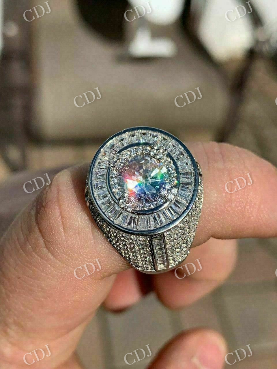 Round Shaped Natural Diamond Hip Hop Ring  customdiamjewel   