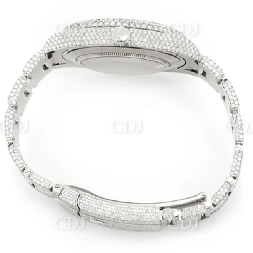Moissanite Watch Unique Baguette Set Oyster Belt Arabic Dial White Gold Rolex customdiamjewel