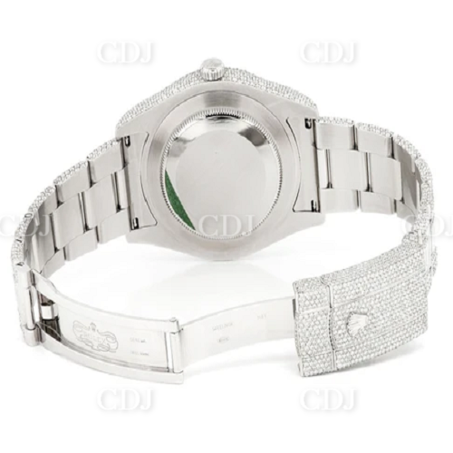 Moissanite Watch Unique Baguette Set Oyster Belt Arabic Dial White Gold Rolex customdiamjewel