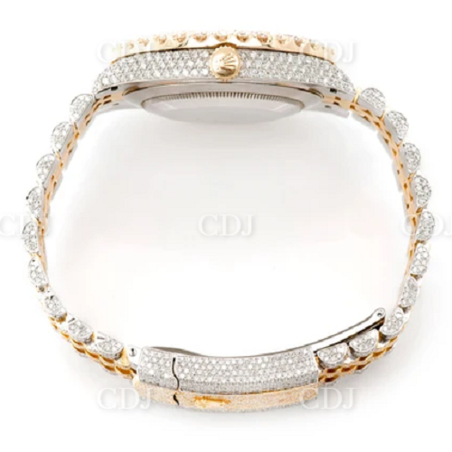 Sparkling 41mm Antique White Dial Diamond Rolex Watch customdiamjewel