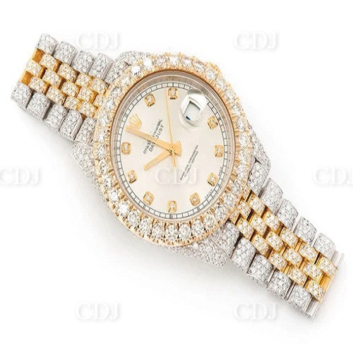 Sparkling 41mm Antique White Dial Diamond Rolex Watch customdiamjewel