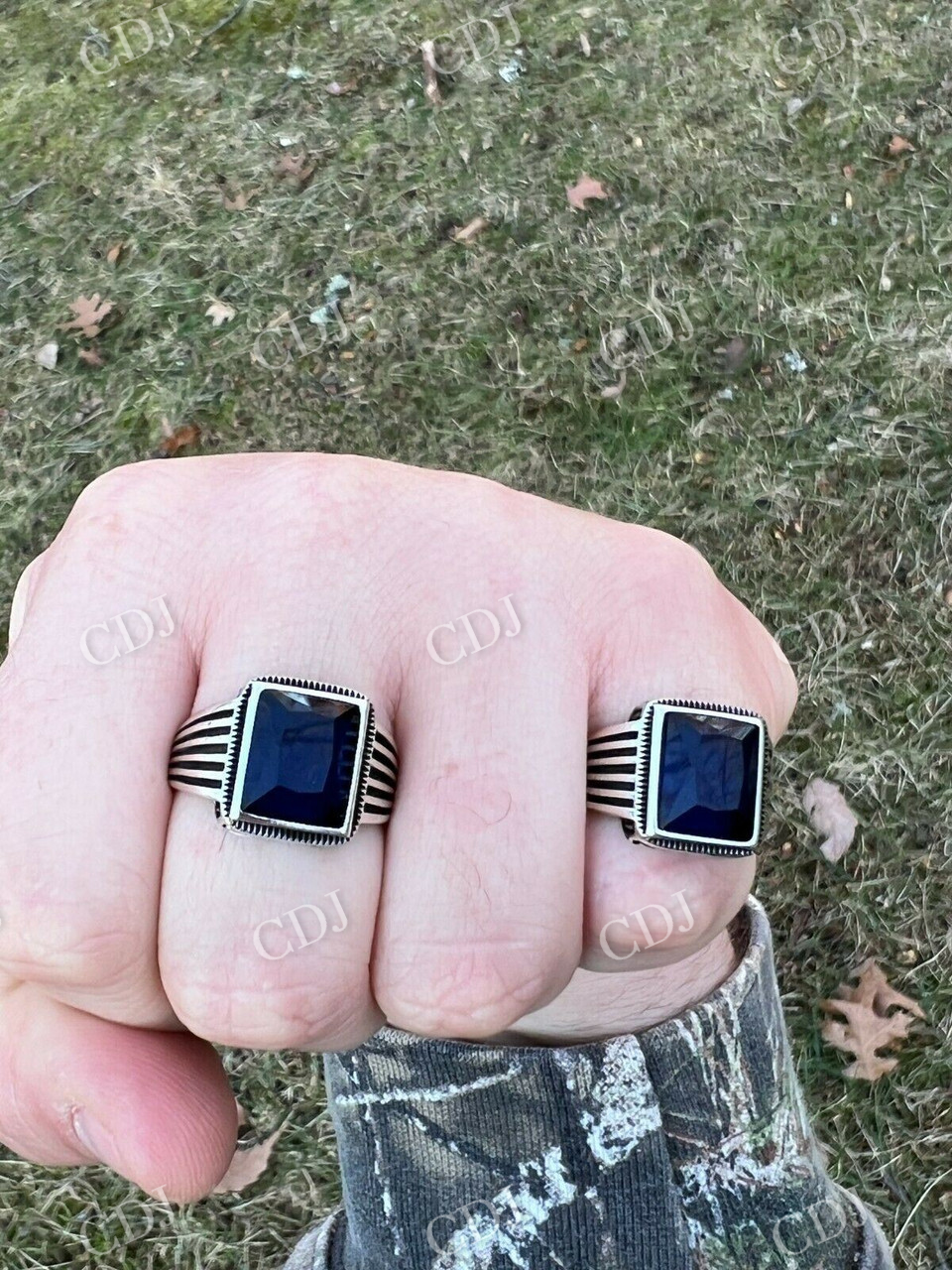 Blue Sapphire Hip Hop Ring  customdiamjewel   