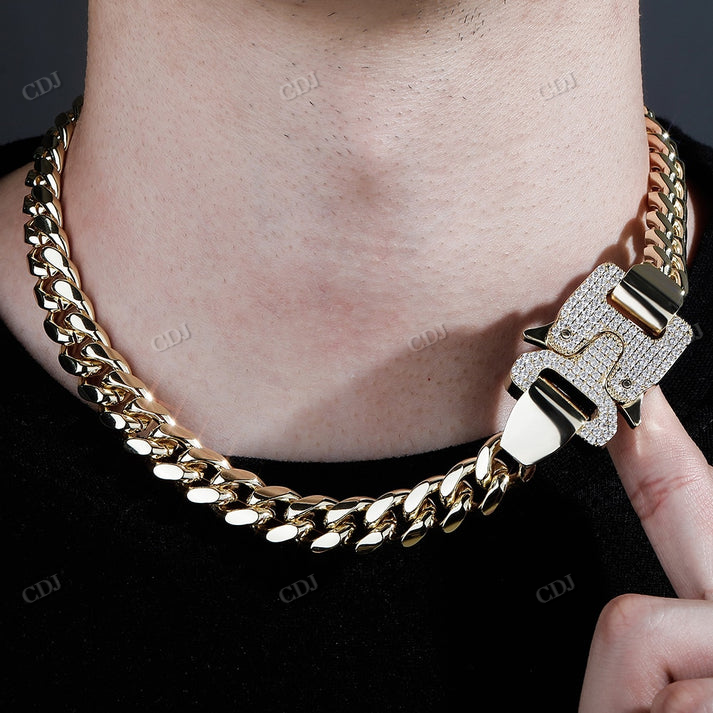 12mm Cuban Chain With diamonds Spring Clasp – customdiamjewel