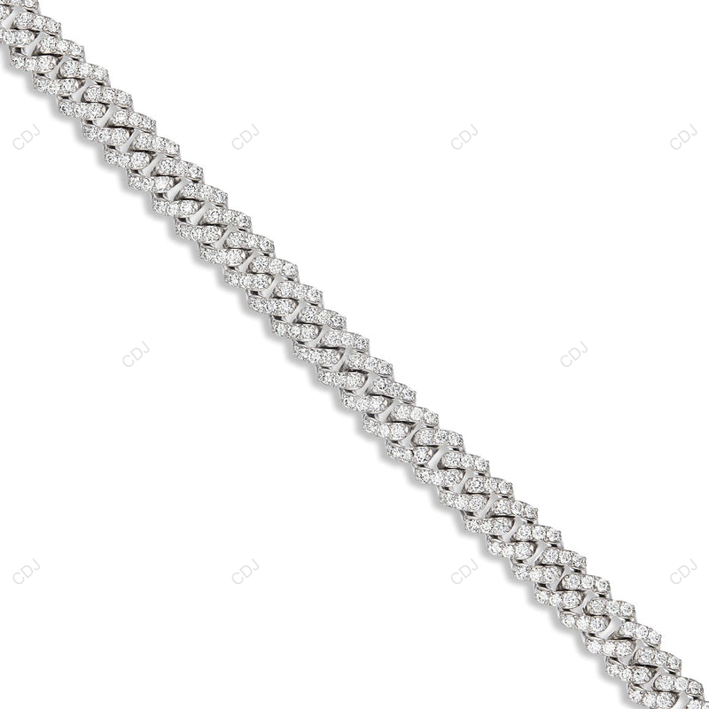 925 Silver 1 Row Moissanite Cuban Link Chain CustomDiamJewel
