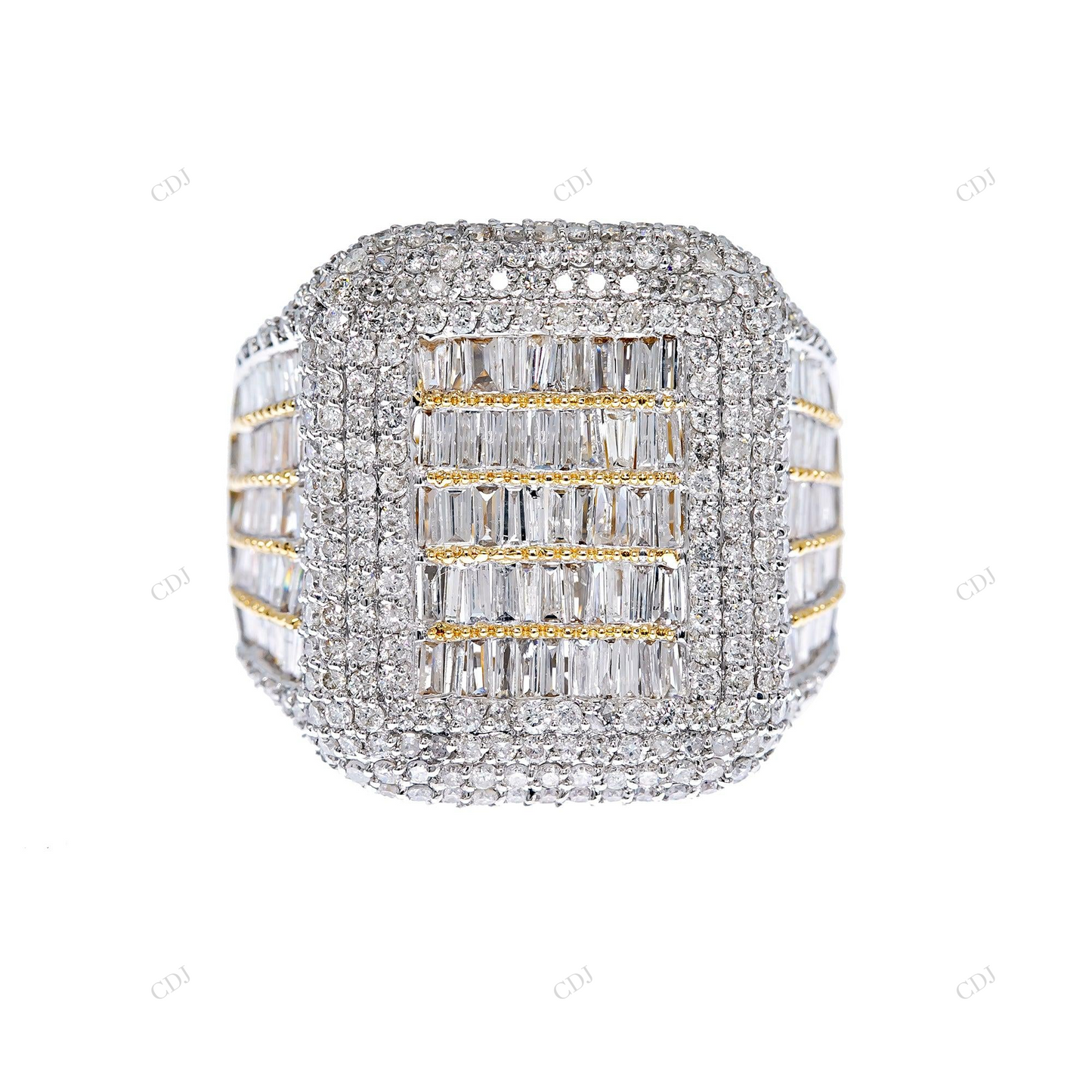 14K Square Baguette Cluster Moissanite Ring hip hop jewelry customdiamjewel
