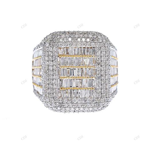 14K Square Baguette Cluster Moissanite Ring hip hop jewelry customdiamjewel