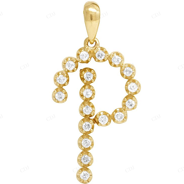 1" 0.25 CTW 10K Gold Natural Diamond Initial "P" Pendant CustomDiamJewel