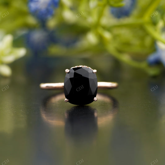 Black Cushion Four-Prong Solitaire Ring customdiamjewel