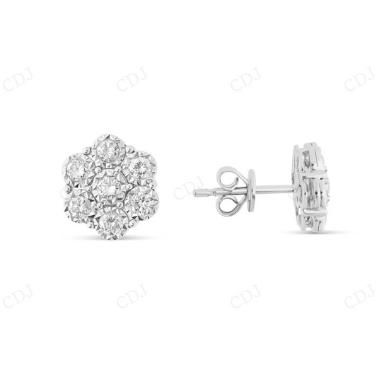 0.70 CT White Gold Bezel Set Flower Stud Earrings Stud earrings CustomDiamJewel