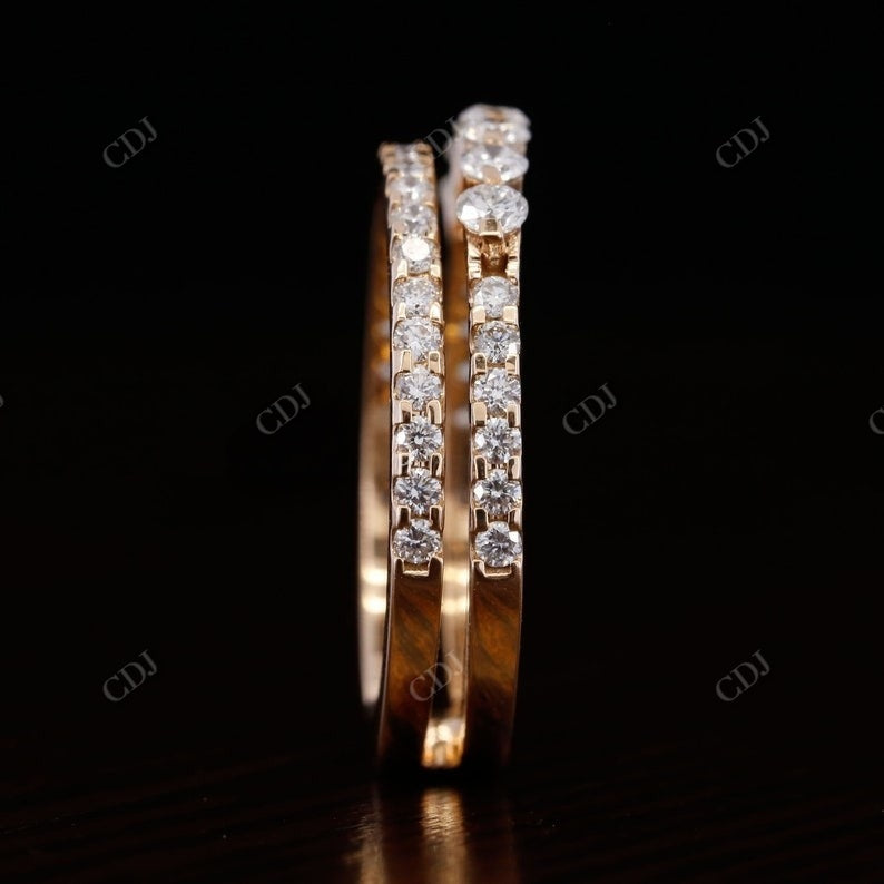 Rose gold  Round Cut Diamond Double Band Women  customdiamjewel   