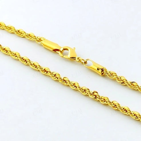 14K Yellow Gold Twisted Rope Chain for Mens hip hop jewelry CustomDiamJewel