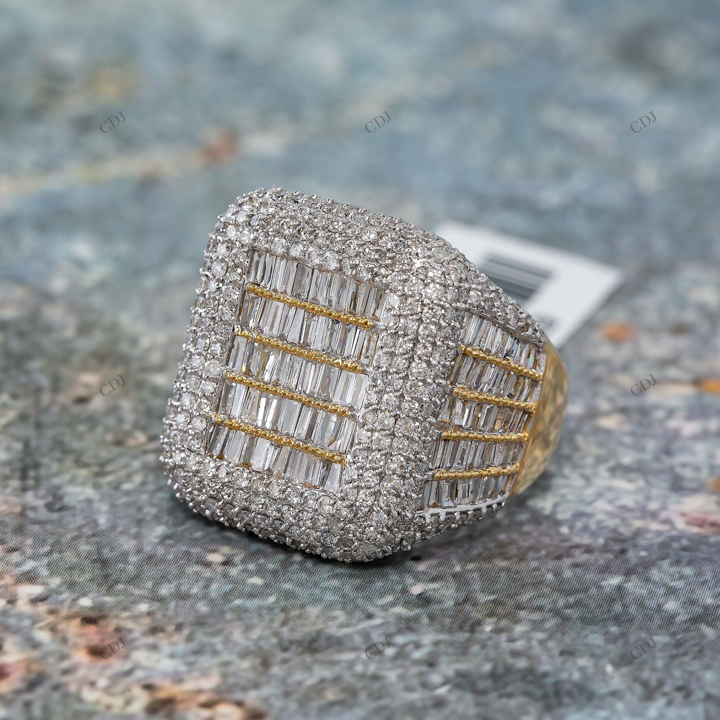 14K Square Baguette Cluster Moissanite Ring hip hop jewelry customdiamjewel