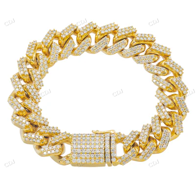 14K Yellow Gold CVD Diamond Cuban Bracelet hip hop jewelry CustomDiamJewel