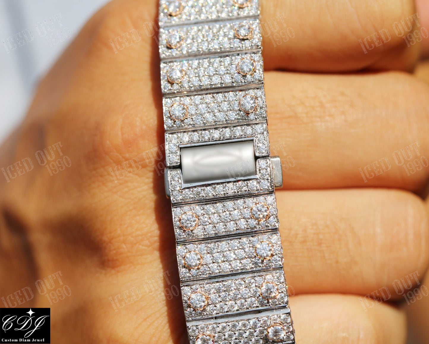 Luxury Moissanite Skeleton Fully Diamond Watch Cartier Colorless Moissanite Certified Diamond Watch