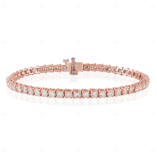 VVS Moissanite 10K Rose Gold Tennis Bracelet For Women CustomDiamJewel
