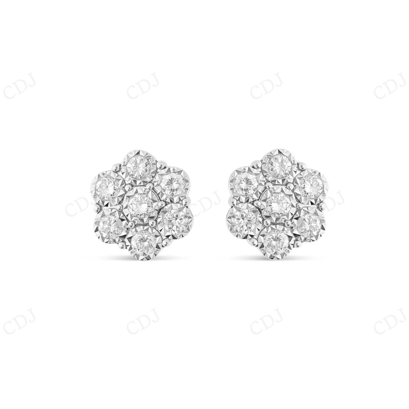 0.70 CT White Gold Bezel Set Flower Stud Earrings Stud earrings CustomDiamJewel