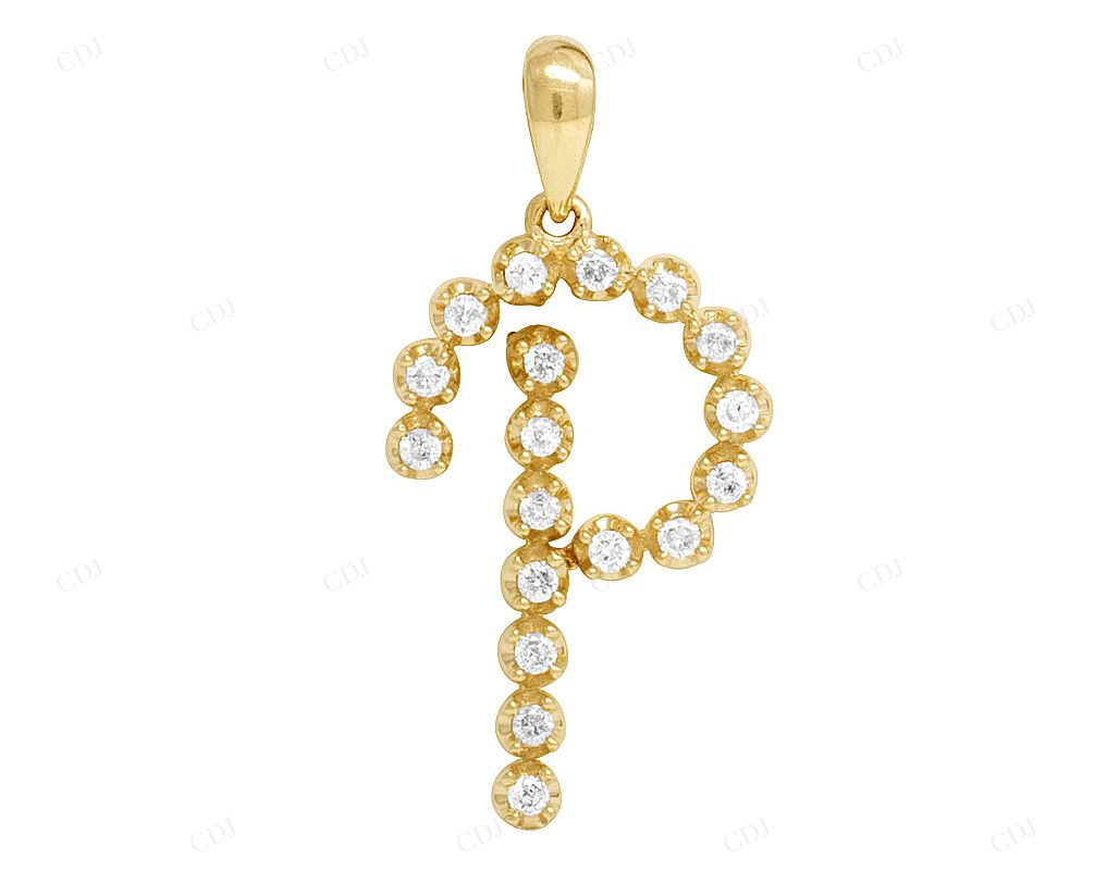 1" 0.25 CTW 10K Gold Natural Diamond Initial "P" Pendant CustomDiamJewel