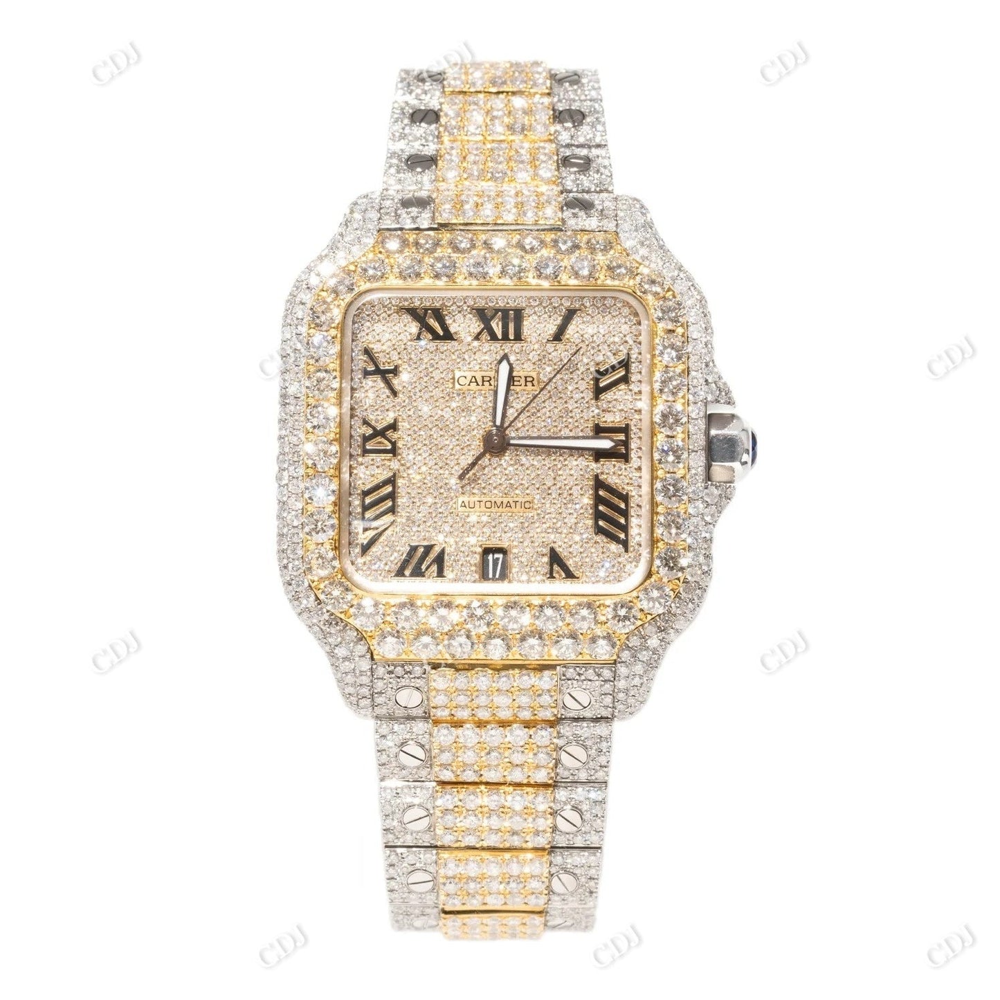 Cartier Santos Iced Out Customize Moissanite Watch customdiamjewel