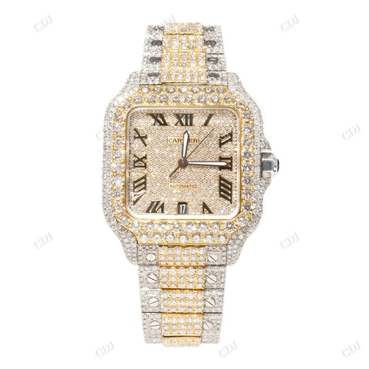 Cartier Santos Iced Out Customize Moissanite Watch customdiamjewel