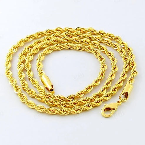 14K Yellow Gold Twisted Rope Chain for Mens hip hop jewelry CustomDiamJewel