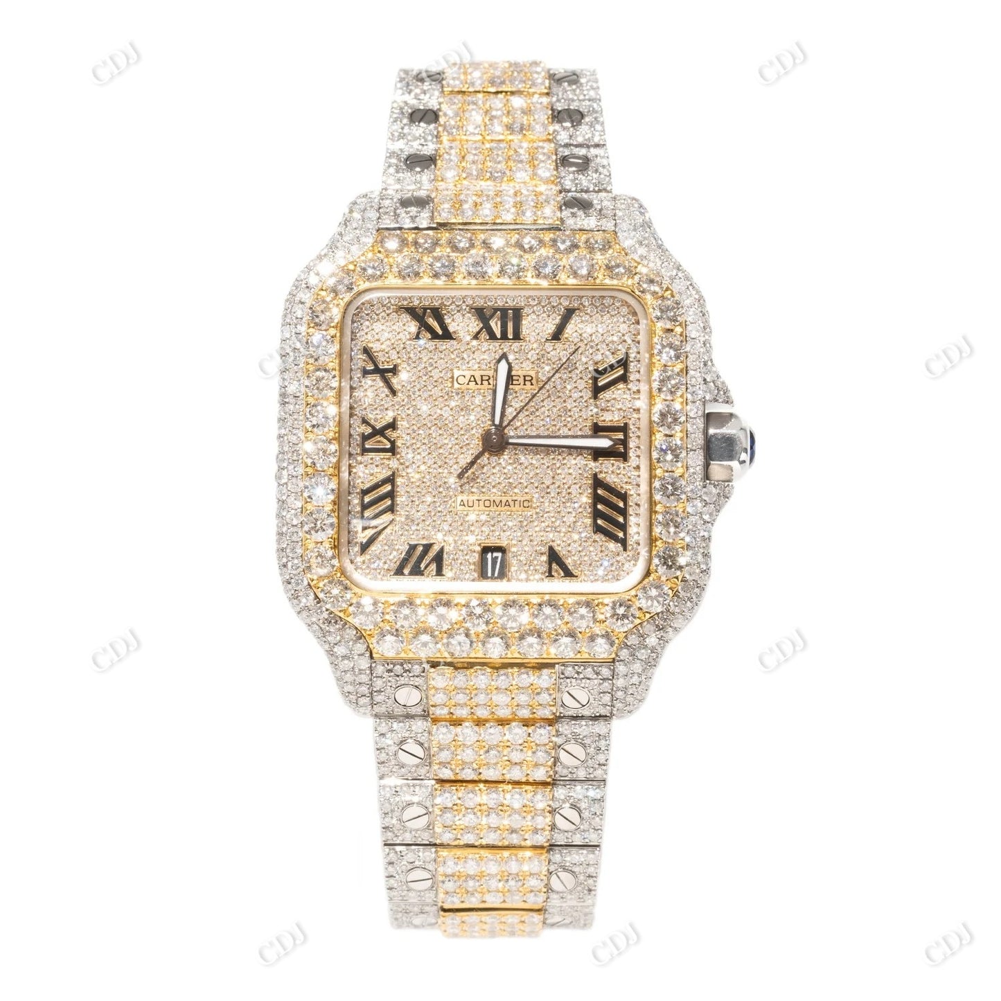 Cartier Santos Iced Out Customize Moissanite Watch customdiamjewel