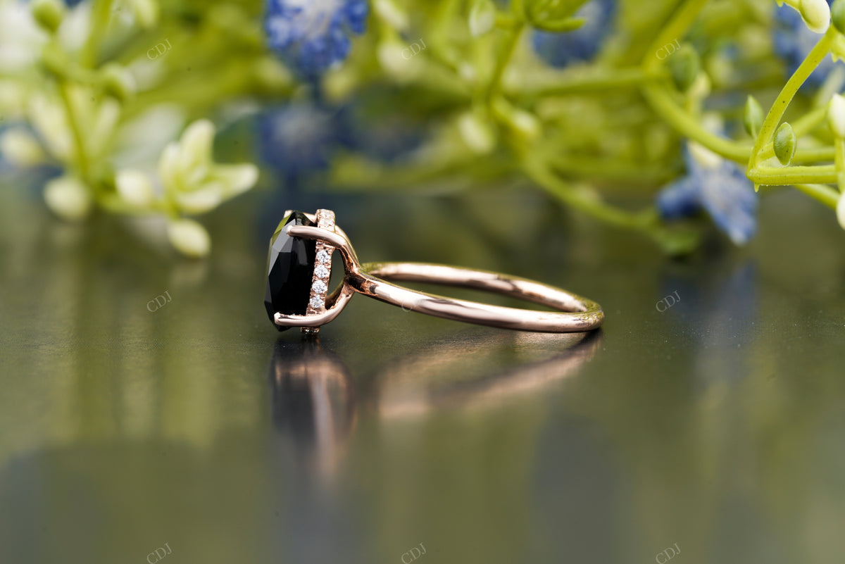 Black Cushion Four-Prong Moissanite Ring customdiamjewel